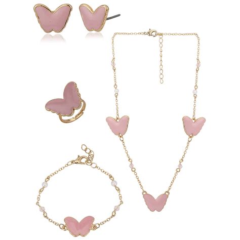 Carlton London Girls Gold-Plated Pink Pearl Studded Jewellery Set Kjs0 ...