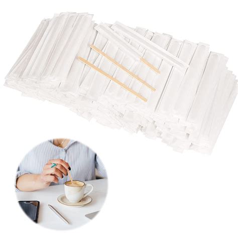Buy 200Pcs Wooden Coffee Stirrers, 5.5 Inch Individually Wrapped Coffee ...