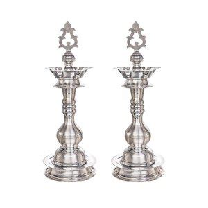 92.5 Pure Silver Kuthu Vilakku For Pooja - Silver Palace