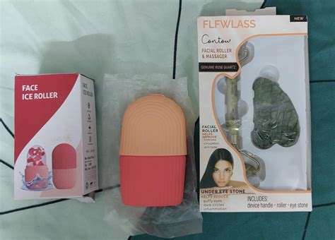 Guffi Jade Roller & Gua Sha Stone - Set Of 3 With Ice Roller For Face ...