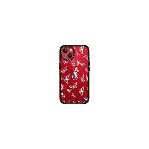 Red Phone Case with White Butterflies for iPhone 13