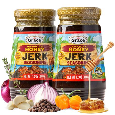 Amazon.com : Grace Jamaican Honey Jerk Seasoning (Two 12 Oz Jars ...