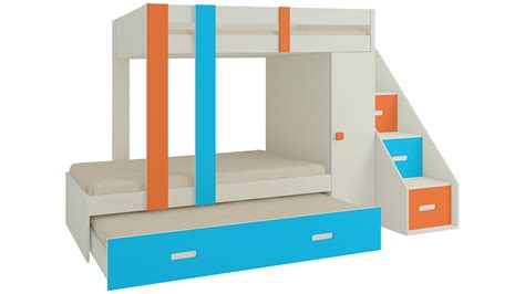 Adona Luxuria Bunk Bed with Pull Out Trundle, Wardrobe, Drawers and ...