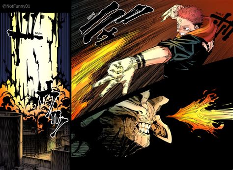 I coloured Sukuna vs Mahoraga from Jujutsu Kaisen chapter 119 : r/JuJutsuKaisen