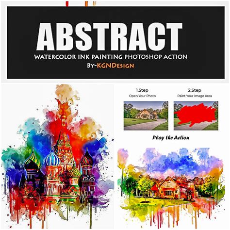 Abstract Watercolor Ink Painting Photoshop Action | Free download
