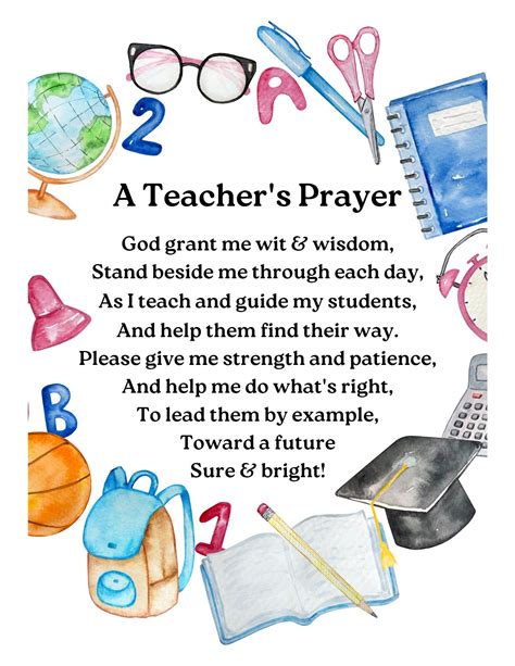 A Teacher's Prayer Printable, Teachers, Teacher Gift, Teacher Wall Art ...