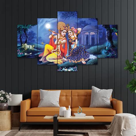 perpetual Radha Krishna Painting with Frame | Wall Painting for Bedroom ...