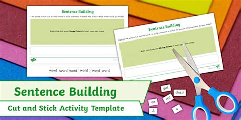 Sentence Building Cut and Stick Activity Template