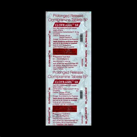 CLOFRANIL SR TABLET 10'S : View Price, Combination and Alternatives ...