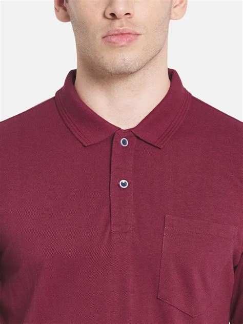 Men Maroon Polo Collar Cotton T-shirt