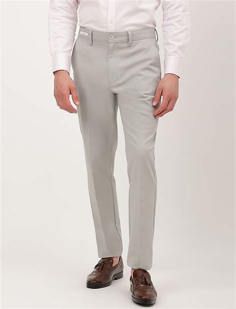 Buy Cotton Mix Plain Slim Fit Trousers at Marks & Spencer