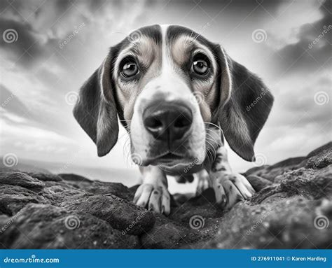 Black and White Beagle Staring into Camera Stock Illustration ...