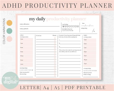 Free Printable Adhd Daily Planner Template - Printable Forms Free Online