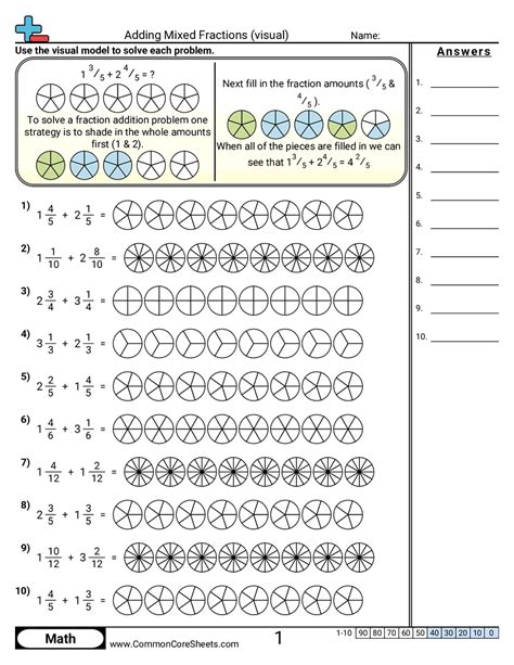 Image result for Adding Fractions Visual Worksheet