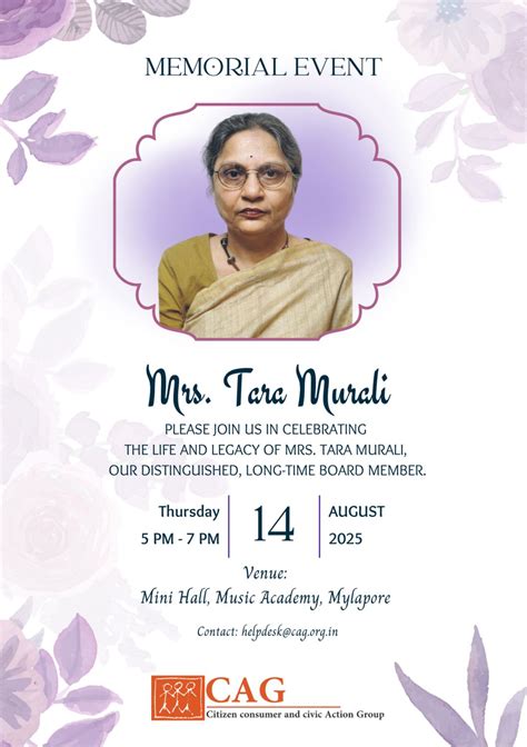 CAG is celebrating the life and legacy of Tara Murali, its ...