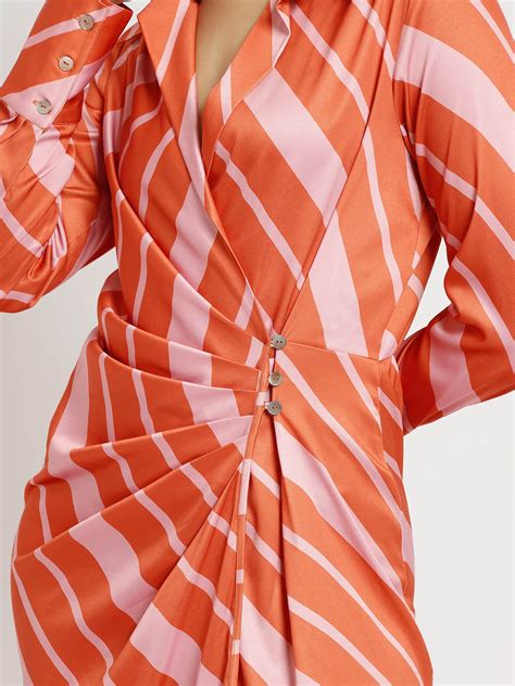 Striped Midi Dress - Orange