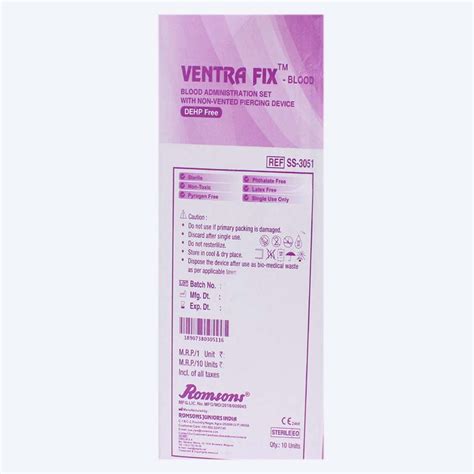 Romson Blood Set Ventrafix Price, Uses, Side Effects, Composition ...