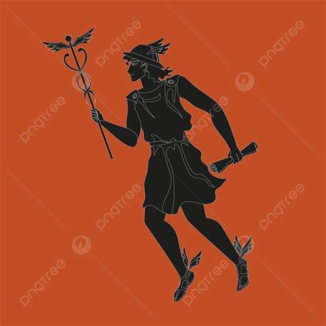 Hermesmercurygod Of Trade Amphora Style Myth Hero Illustration Vector ...