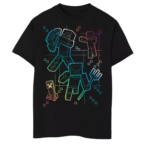 Boys 8-20 Husky Minecraft Characters In Gradient Lines Graphic Tee