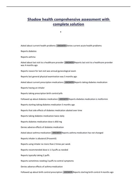 Shadow health comprehensive assessment with complet - Health ...