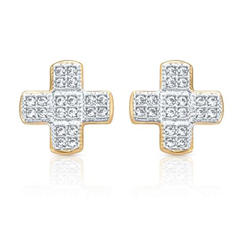 Mahi CZ Collection White Gold Plated CZ Stones Stud Earrings For Women ...