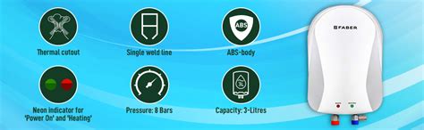 Buy Faber 3L Water Heater | SS 304 Inner Tank & ABS Body | 4500W Power ...