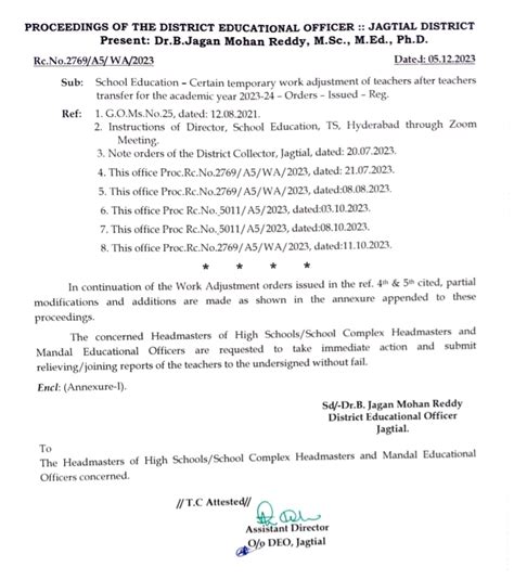 work adjustment of teachers after teachers transfer for the academic ...