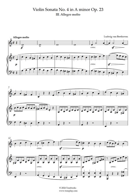 Violin Sonata No. 4 in A minor, Op. 23 - III. Allegro molto (Beethoven ...