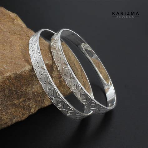 990 Real Silver Women Daily wear Bangles Bracelet (Kangan) Pair - 6.5 ...