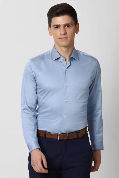 Buy Men Blue Full Sleeves Formal Shirt Online - 656322 | Peter England