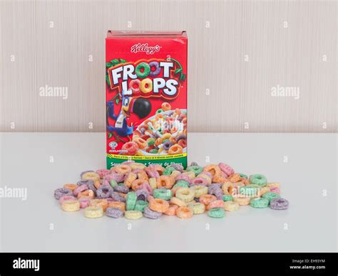 A fun-packed sized box of Kellogg's Froot Loops cereal. Canadian ...
