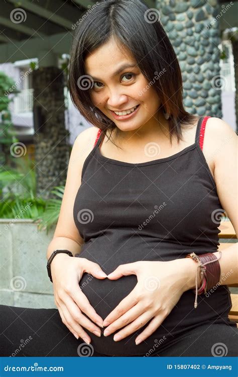 Asian Pregnant Woman Love Pregnancy Stock Photo - Image of hands ...