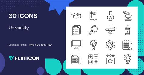 University Icon Pack | Black outline | 30 .SVG Icons