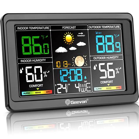Geevon Weather Station Wireless Indoor Outdoor Thermometer, Color ...