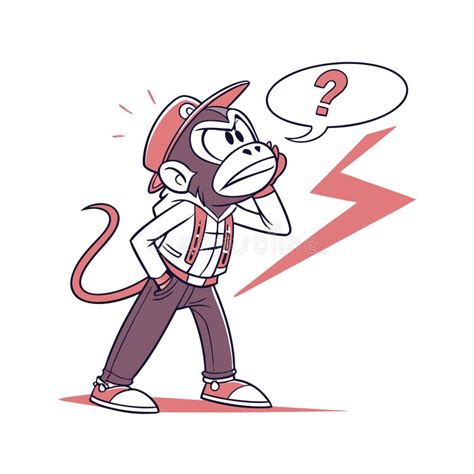Comic Drawing of a Confused Monkey Stock Illustration - Illustration of ...