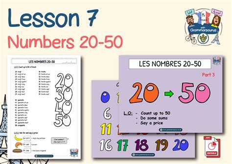 Year 3 French – Numbers 20-50 - Lesson 7 - Grammarsaurus