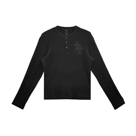 Chrome Hearts Cross Patch Waffle Thermal Long Sleeve Henley Shirt - SRM ...