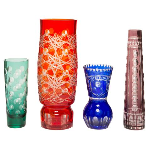 Set of Four Mid-Century Vintage Crystal Vases, Italy, 1960s For Sale at ...