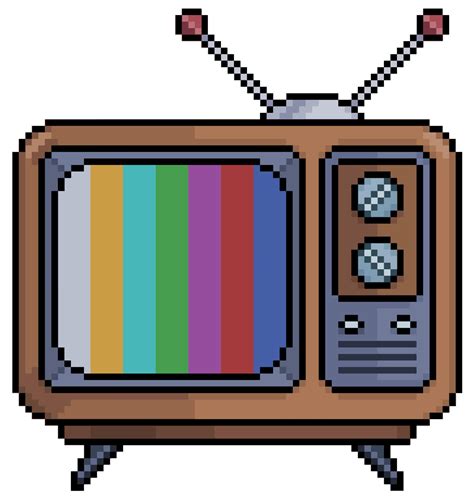 pixel art viejo icono de vector de televisión para juego de 8 bits ...