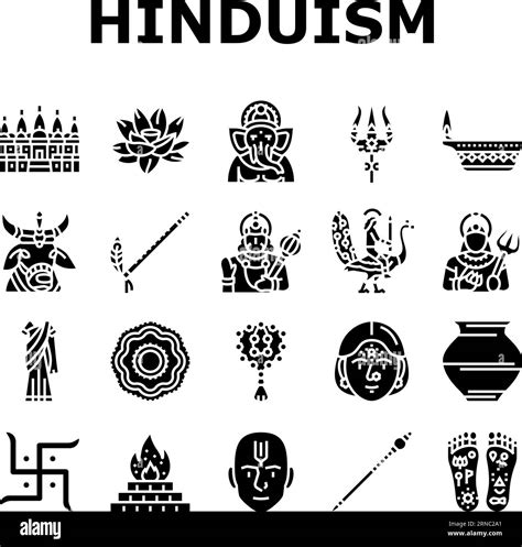 hinduism india hindu god religion icons set vector Stock Vector Image ...