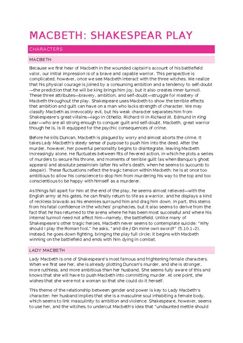 Macbeth notes (themes, characters, symbols, motifs) - MACBETH ...