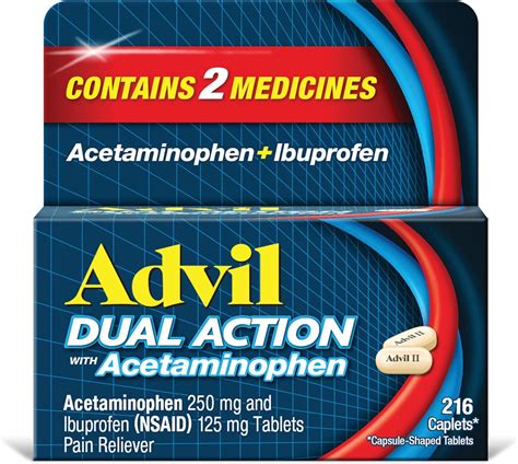 Amazon.com: Advil Dual Action Coated Caplets with Acetaminophen, 250 Mg ...