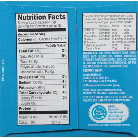 oyster crackers nutrition label