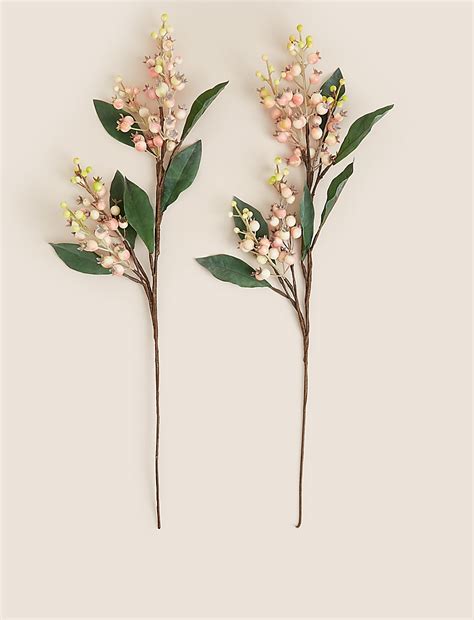 Buy Set of 2 Artificial Pink Berry Single Stems at Marks & Spencer