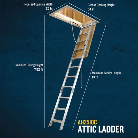 Werner Aluminum Folding Attic Ladder 8-ft to 10-ft (Rough Opening, 25 ...