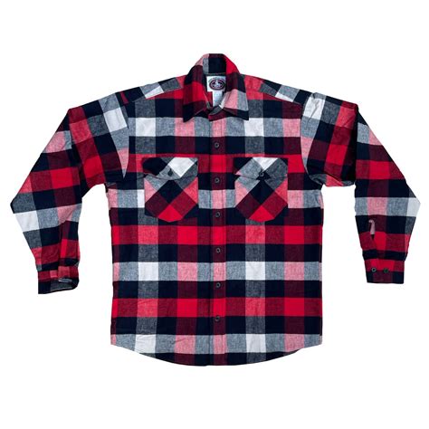 Mens Flannel Button Shirt - Red, White, & Black Buffalo – Johnson ...