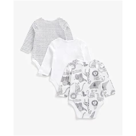 Buy Unisex Full Sleeves Bodysuit Animal Print - Pack Of 3 - White ...