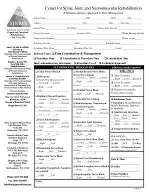 Fillable Online Control and Functional Referral Type: Pain Consultation ...
