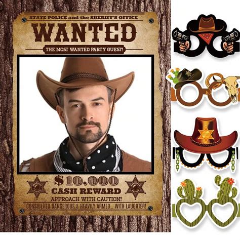 Western Cowboy Party Supplies, Photo Booth Frame, Funny Glasses ...