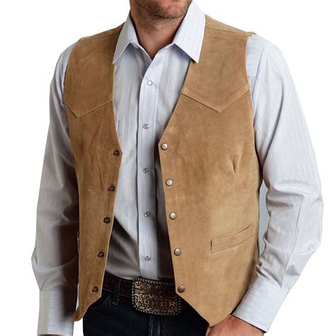 Awdenio Men's Western Cowboy Suit Vest Slim Fit Faux Suede Leather ...
